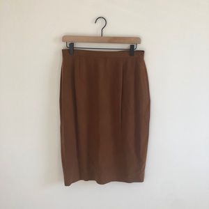Vintage Silk Pencil Skirt Burnt Orange